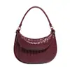 Bolso de media luna retro de moda, diseño simple, tejido a mano, para hombro, debajo del brazo, para el trabajo