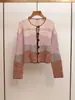 Cardigan de Tricô Feminino Classy de Outono Novo Estilo Casual Simples com Listras Contrastantes Gola Redonda Solto de Shenzhen Nanyou