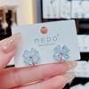 Pendientes de Trébol de Cuatro Hojas de Diseño Coreano, Pendientes de Pedrería Súper Brillantes Personalizados de Dongdaemun, Pendientes Minimalistas de Aguja de Plata con Diamantes Incrustados