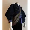 Nova jaqueta top vintage, estilo coreano, modelagem solta, curta, azul escuro, jeans, jaqueta jeans casual para mulheres