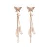 2023 Nueva Moda Aretes de Borla Larga de Mariposa con Aguja de Plata 925 con Diamante Elegantes Aretes de Verano y Primavera para Mujer B285