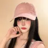 Gorra de Béisbol Suave con Bordado de Letras para Mujer, Marca Trendy Retro Estilo Coreano, Desgastada y Rota, Circunferencia de Cabeza Grande, Gorra Versátil para Estudiante