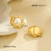 Pendientes de Encaje de Cáñamo Dorado Estilo Europeo y Americano Flor Perla Acero Inoxidable Chapado en Oro Joyería para Orejas de Lujo Ligero Venta al por Mayor