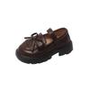 Zapatos de Princesa con Lazo para Niñas 2025 Primavera y Otoño Nuevos Zapatos Pequeños de Cuero para Niños Suela Blanda Mocasines Negros para Niños Medianos y Grandes