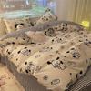 Ropa de cama de cuatro piezas de oso azul de dibujos animados estilo coreano individual doble funda de edredón sábanas juego de tres piezas dormitorio de estudiantes