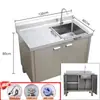 Gabinete de Cocina de Acero Inoxidable 304 Estilo Gabinete Fregadero Lavado de Manos Lavado de Verduras Fregadero de Gabinete Integrado Plataforma de Fregadero de un Solo Tazón