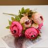 Flor Artificial de Peonía Hilada con Núcleo de 13 Cabezas Estilo Europeo Transfronterizo Flor Artificial de Boda Decoración de Mesa para Sala de Estar Hogar Ramo Artificial
