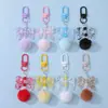 Chaveiro Pingente Bola de Pelúcia com Laço Colorido Estilo Ins Miçangas para Montagem DIY Acessório Versátil para Decoração de Bolsa de Trabalho