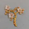 Acessórios de Joias de Galho de Flor com Pérolas e Strass Estilo Antigo DIY Headdress de Noiva Manual Acessórios de Ventilador Liga de Flor de Ameixa Materiais