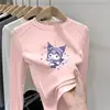 Camiseta Térmica Base Infantil Kuromi 2025 Inverno Nova Moda Top Espesso de Gola Redonda para Bebês