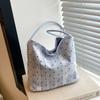 Bolsa balde estilo coreano com ponta de onda 2024 nova bolsa balde portátil de renda de verão bolsa de renda com laço de axila