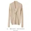 Suéter elegante de gola V estilo coreano, simples, com torção cruzada, caimento justo, modelador, para o dia a dia, todo em cashmere, suéter pullover feminino