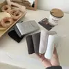Calcetines para mujer, calcetines de felpa sin costuras, calcetines de media pantorrilla para otoño e invierno, estilo coreano, sencillos, versátiles, con rayas verticales, calcetines largos de color liso