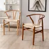 Silla Y de madera maciza nórdica, sencilla y moderna, para comedor, informal, con reposabrazos y respaldo, de madera para el hogar, silla de estudio de ratán estilo chino.