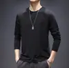 Camisetas de Manga Comprida com Gola Redonda para Homens e Mulheres, Tops de Camiseta Soltos, Camisas para Usar por Baixo, Tops Soltos Off-Shoulder de Cor Lisa, Roupas de Baixo para Primavera e Outono