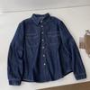 [Recomendación Principal] Estilo Coreano Casual de Principios de Otoño Más Fácil de Combinar Camisa de Mezclilla para Mujer Holgada Casual La Más Fácil de Combinar Top