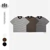 Cjsd Nueva Camiseta de Verano Estilo Universitario de Manga Corta con Rayas para Hombres y Mujeres Marca de Moda Holgada Retro Camiseta Básica 1540