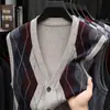 Cardigan masculino transfronteiriço colete solto moda casual sem mangas gola V colete suéter para pais de meia-idade e idosos