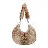 Bolsa de ombro de alta qualidade, grande capacidade, para o outono e inverno, para mulheres, nova bolsa de axila retrô 2026, bolsa de pelúcia peluda