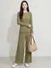 Conjunto Minimalista de Dos Piezas Estilo Miyake para Adelgazar con Top con Abertura Izquierda y Pantalones para Mujer, con Efecto de Caída, Adecuado para el Trabajo y el Uso Casual