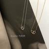 ¡Clásico simple del Joker! Collar con cadena para la clavícula con doble hebilla hueca y taladro, chapado en plata de ley 14K, para mujer