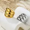 Anillo de Tres Capas para Pareja Transfronteriza Anillo de Acero Inoxidable para Mujer No se Desvanece Nicho Fabricante Venta al por Mayor Elegante con Estilo Moda