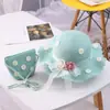 Bolsa Fresca Pequena Proteção Solar Chapéu de Sol Chapéu de Praia de Verão para Crianças Chapéu de Palha Ondulado Chapéu de Sol Dia das Crianças Presente de Aniversário