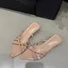 Primeiro encontro com Jipo: Sandálias femininas de bico fino, com tira única, estilo francês, para o verão, coleção 2026, design elegante para combinar com saias, sandálias estilo romano