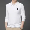 Camisa Polo Paul 100% Algodón con Cuello Solapa y Manga Larga para Hombre Bordada de Color Sólido Negocio Primavera y Otoño Camiseta Base para Hombre
