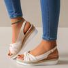Verão 2024 comércio exterior novas sandálias tamanho grande comércio exterior sola de corda de cânhamo laço cunha casual fivela sandálias sapatos femininos