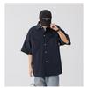 Camisa para Hombre Casual Simple Hip-Hop Japonesa Top Versátil Holgada Bolsillo Manga Corta de Moda Marca Chaqueta de Trabajo