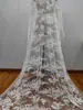 Novo vestido de noiva de renda com malha, flores de pérolas e lantejoulas brancas, acessórios de renda para roupas DIY