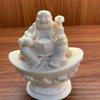 Escultura de Frutas Marfim Uma Harmonia Piao Buda Reclinado Maitreya Sorridente Decoração de Mesa Doméstica Artesanato Ornamentos