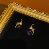 Brincos de Abóbora Banhados a Bronze Antigo Ocidental 18K Vintage com Ametista Roupas de Trabalho Diárias de Nicho