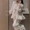 Camisola de pelúcia pijamas femininos 2023 novo celebridade da internet transmissão ao vivo peça única entrega forro de lã grosso solto roupa de casa inverno