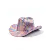 Chapéu de Cowboy Ocidental Colorido Transfronteiriço Moda Festa Fluorescente Outono e Inverno Chapéu de Aba Larga Chapéu de Cavaleiro Chapéu Alto Europeu e Americano