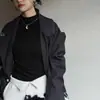 Gola Alta Metade Veludo Alemão Outono e Inverno Camiseta Feminina para Usar por Baixo Plus Veludo Escovado Interno Cor Sólida Slim Manga Longa Blusa para Mulheres Atacado