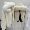 Outono e Inverno Gola de Pelo Importada com Capuz Tricô Jaqueta Feminina Solta Emagrecedora Estilo Preguiçoso Suave e Versátil