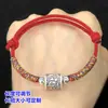 S999 Plata de Pie Retro Fuzi Cuenta Cubo Cuenta Agujero Grande Cuerda de Mano Tejida Pulsera Collar Accesorios Hechos a Mano DIY