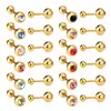 Pendientes de tuerca de acero con cuentas mixtas y diamante, moda Ins, versátiles, geométricos simples, con diamantes de colores, de acero inoxidable para mujer