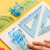 Juego de regla blanda de cuatro piezas regla blanda 20cm con línea ondulada juego de reglas con compás regla triangular para estudiantes de primaria