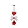 Nuevo Anillo Umbilical de Circonita Corazón de Durazno Acero Inoxidable Lazo Uña Sexy Anillo para el Ombligo Perforación Abdominal Joyería para Perforación