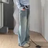 Jeans de Pierna Ancha de Color Claro para Mujer, Tiro Alto, Nuevo Estilo Otoño, Tallas Grandes, Corte Holgado, Adelgazante, Cuerpo en Forma de Pera, Pantalones de Pierna Recta