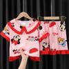 Comércio exterior verão pijamas infantis coreanos meninas gola boneca manga curta conjunto crianças grandes roupas de casa duas peças atacado