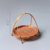 Cesta Retro Tecida de Bambu, Cesta de Mão, Bandeja para Lanches, Cesta de Armazenamento de Lanches para Desktop Tecida à Mão, Cesta de Piquenique, Produtos de Bambu