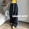 Pantalones Rayados Estilo Coreano Primavera y Verano Nuevo Modelo 2026 con Diseño Lateral de Secado Rápido Pantalones Largos Casuales Adelgazantes Retro Pantalones de Trabajo