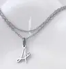 Amazon Cross-Border Pingente Inglês Cursivo de 26 Letras Pulseira em Camadas de Aço Inoxidável Joia Simples e Fashion