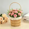 Cesta de Flores Portátil, Cesta de Frutas, Cesta Tejida Portátil, Decoración del Hogar, Ramo de Regalo, Arreglo Floral, Cesta de Flores Pequeña, Cesta Portátil para Arreglos Florales