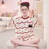 Pijama Infantil, Ropa de Verano Fina de Algodón para Niñas con Aire Acondicionado, Modelo 2026 Conjunto de Dos Piezas Casual de Manga Corta para Casa