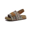 Sandalias para Niñas 2025 Otoño Nuevo Estilo Bohemio Lino Corcho Sandalias para Niños Casuales Birkenstocks Infantiles